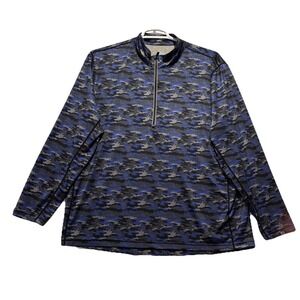 1764 Shirt Men's XL Blue Camo 1/4‎ Zip Long Sleeve Golf Signature Performance